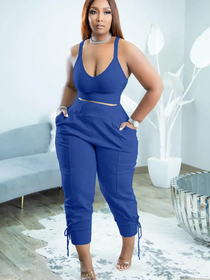 Spaghetti Strap Top and Long Pants Set