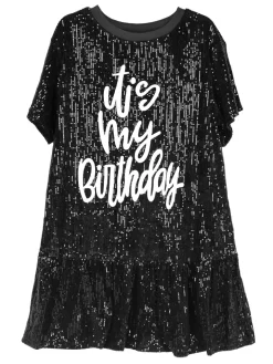 Sparkling Printed Lotus Hem Birthday Shimmery Dress