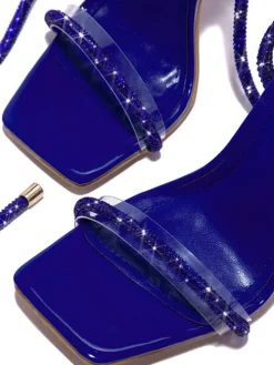 Sparkling Rhinestone Ankle Strap High Heel Sandal