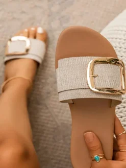 Square Buckle Design Flat Slide