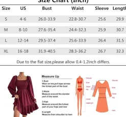 Square Neck Puff Sleeve Ruffle Hem Dress