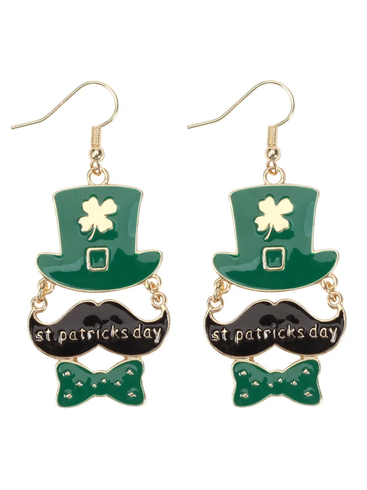 St Patrick's Day Clover Beer Earrings