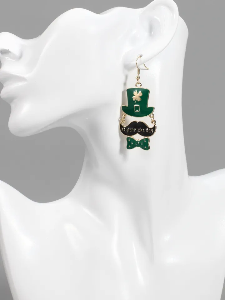St Patrick's Day Clover Beer Earrings