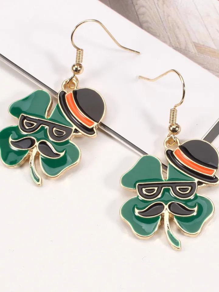 St Patrick's Day Clover Beer Earrings