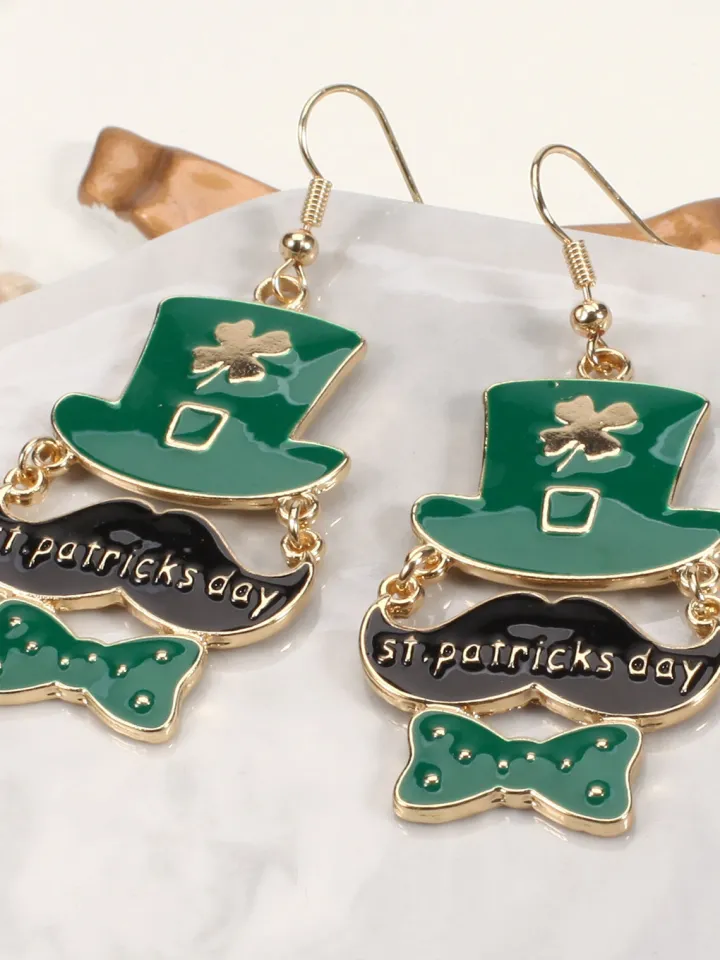 St Patrick's Day Clover Beer Earrings