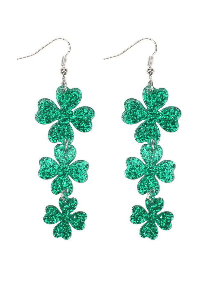 St Patrick's Day Clover Beer Earrings