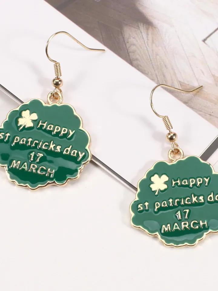 St Patrick's Day Clover Beer Earrings