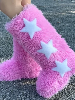 Star Print Fur Bootss