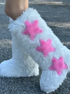 Star Print Fur Bootss