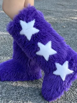 Star Print Fur Bootss