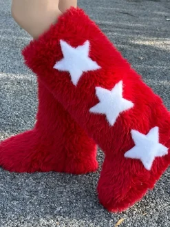 Star Print Fur Bootss