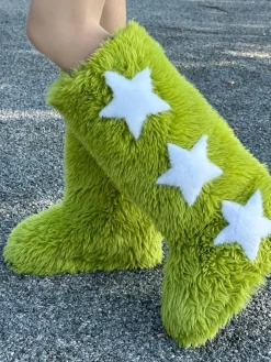 Star Print Fur Bootss