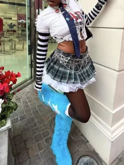 Star Print Fur Bootss