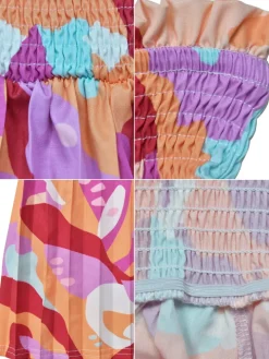 Strap Pleated Wide Leg Printed Jumpsuit