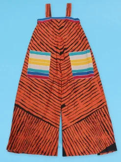 Strap Print Pockets Wide Leg Jumpsuit