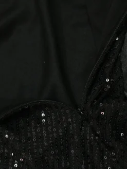 Strapless Bow Tie Back Sequin Maxi Dress