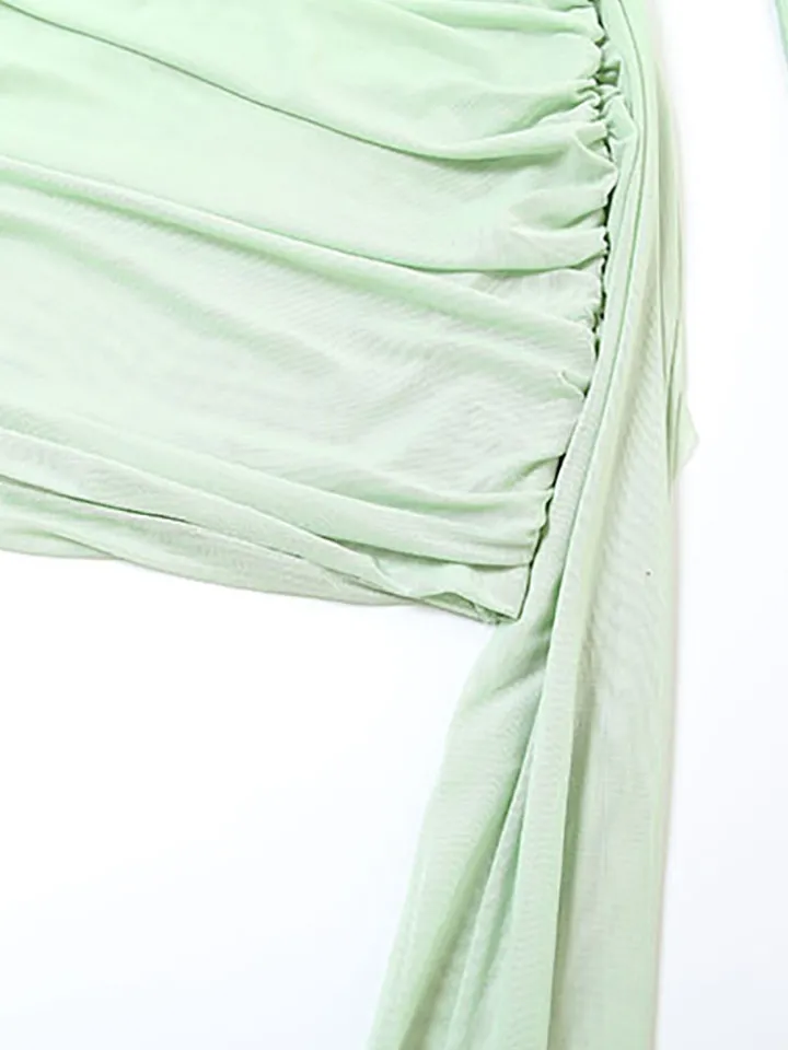 Strapless Mesh Mini Dress with Scarf Gloves