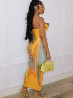 Strapless Off Shoulder Sleeveless Maxi Dress