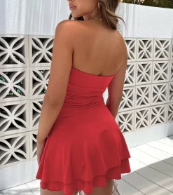 Strapless Ruched Bodycon Mini Dress