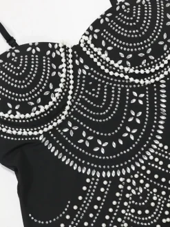 Strappy Rhinestone Mesh Maxi Dress