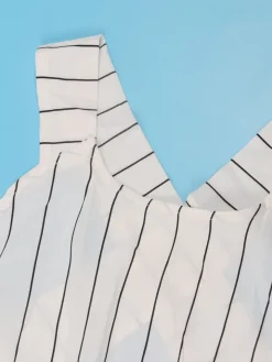 Striped Cross Strap Backless Flare Dress