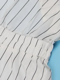 Striped Cross Strap Backless Flare Dress