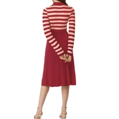 Striped Long Sleeve Button Ribbed Knit Dresses