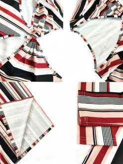 Striped Print Long Sleeve Midi Dress