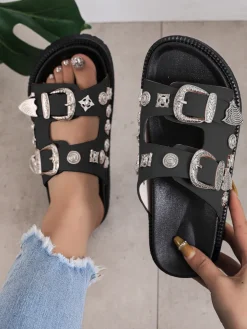 Studded Metal Rivet Flat Slide