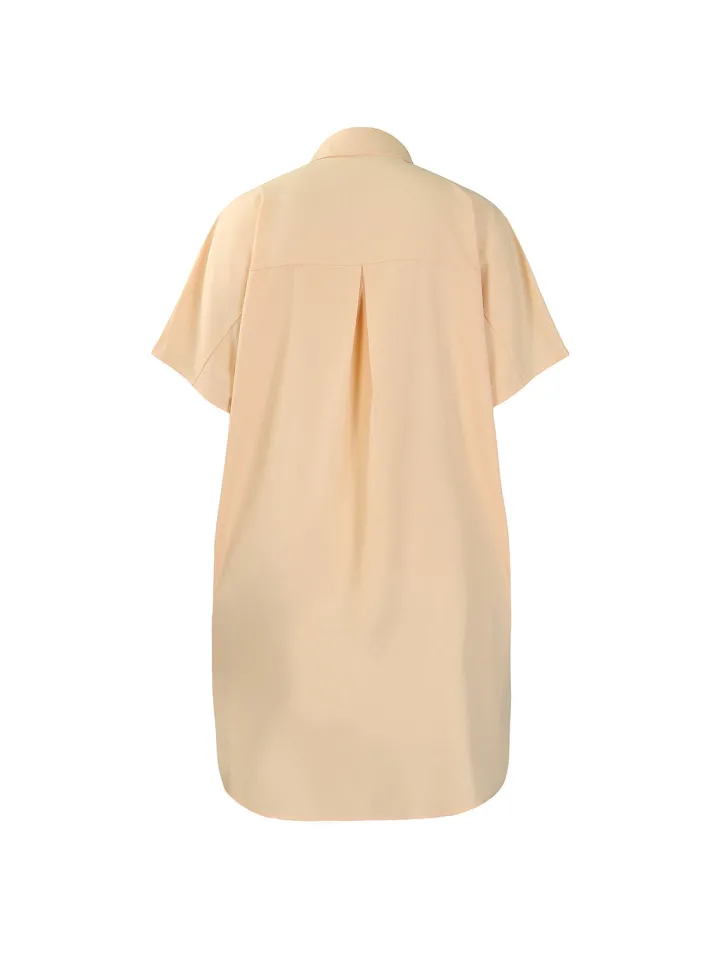 Studded Trim Oversized Shirt Midi Dress