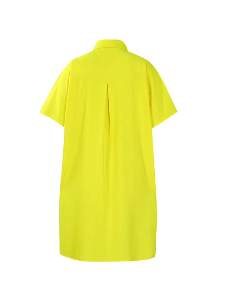 Studded Trim Oversized Shirt Midi Dress