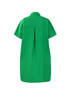 Studded Trim Oversized Shirt Midi Dress