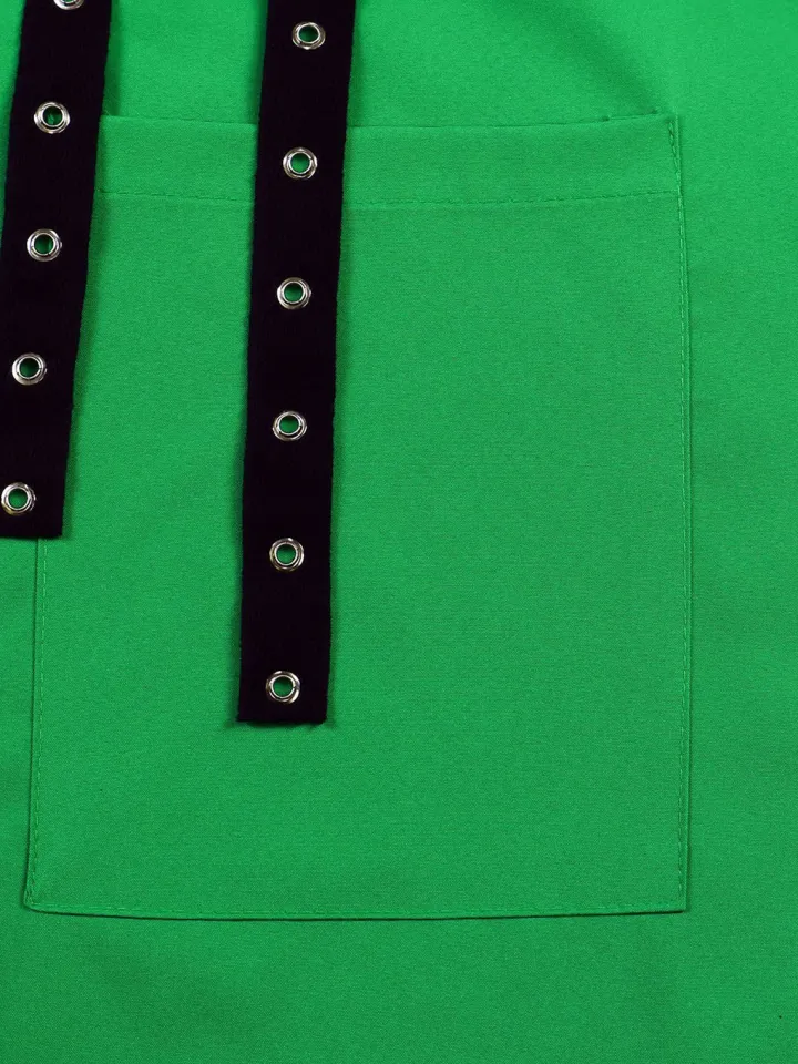 Studded Trim Oversized Shirt Midi Dress