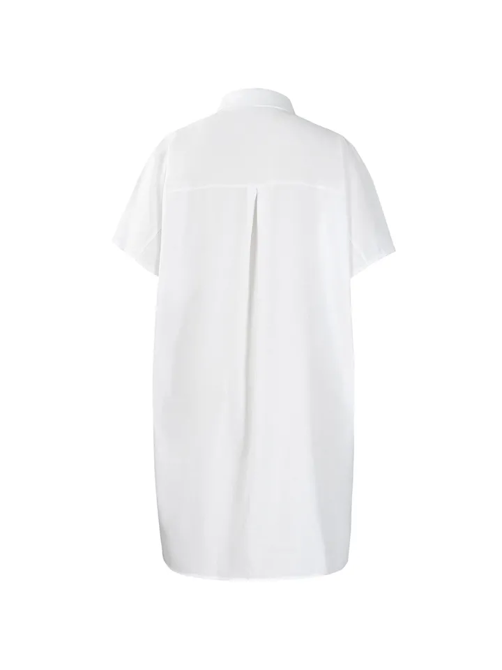 Studded Trim Oversized Shirt Midi Dress