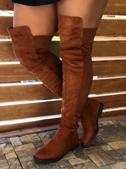 Suede Over-the-Knee Flat Riding Boots