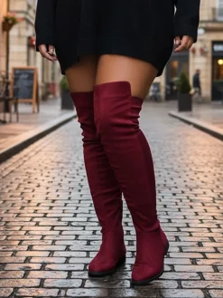 Suede Over-the-Knee Flat Riding Boots