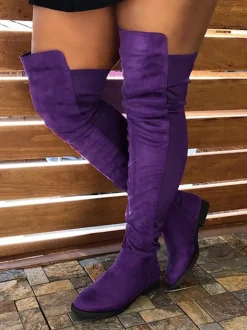 Suede Over-the-Knee Flat Riding Boots
