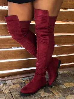 Suede Over-the-Knee Flat Riding Boots