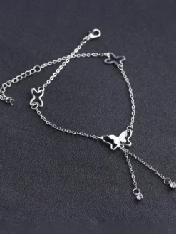 Sweet Butterfly Tassel Rhinestone Anklets