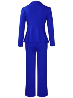 Tailored Lapel Peplum Blazer Pants Set