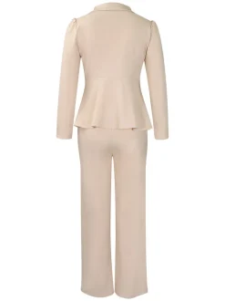 Tailored Lapel Peplum Blazer Pants Set
