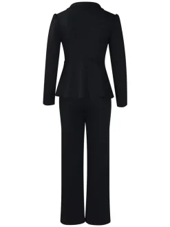 Tailored Lapel Peplum Blazer Pants Set