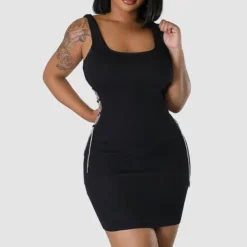 Tank Top Cut Out Drawstring Dress