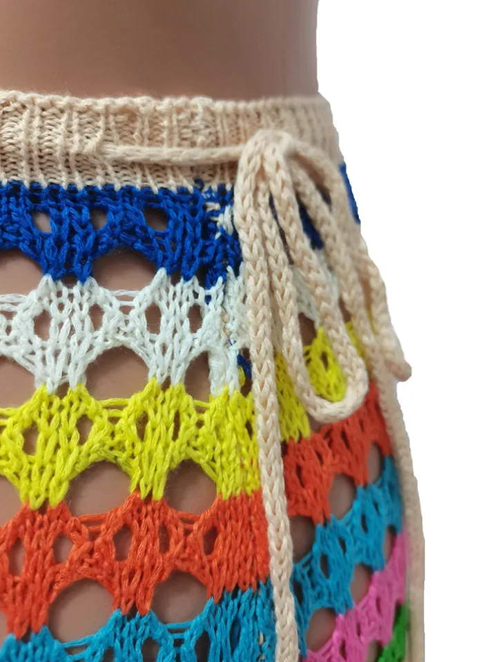 Tassel Slit Coverup Knit See Maxi Skirts