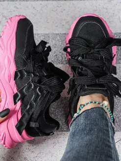 Thick Sole Breathable Mesh Lace-Up Sneakers