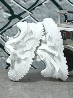 Thick Sole Breathable Mesh Lace-Up Sneakers