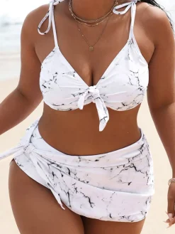 Three Piece Cover-Up Skirt Plus Size Swimsuit