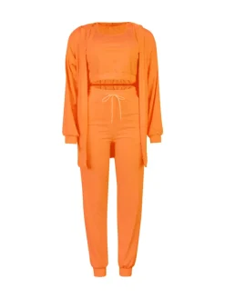 Three Piece Crop Top Jacket Jogger Set