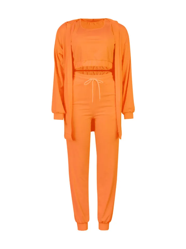 Three Piece Crop Top Jacket Jogger Set