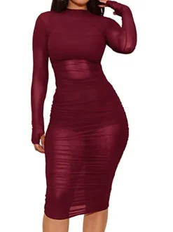 Three Piece Mesh Long Sleeve Solid Outfits